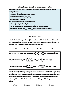 Hóa học - Kỹ thuật giải bài toán hidrocacbon 