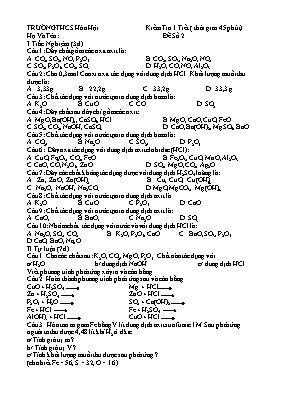 Kiểm tra 1 tiết môn Hóa học  - Trường THCS Hò