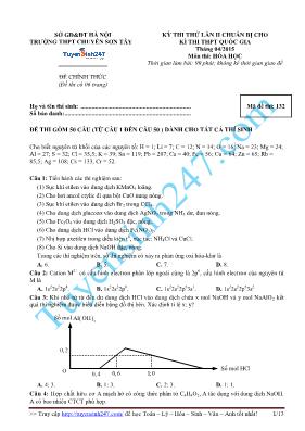 Kỳ thi thử lần II chuẩn bị cho kì thi THPT quốc gia năm 2015 môn Hóa học