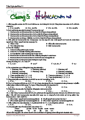 Trắc nghiệm Hóa 11 - Chương 5: Hidrocacnon no