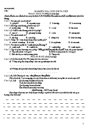Bài kiểm tra môn Tiếng Việt