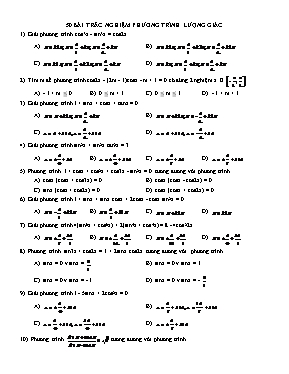 50 bài trắc nghiệm phương trình lượng giác
