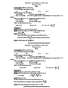 Đề kiểm tra chương IV môn Đại số 8