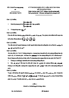 Đề thi chọn hsg lớp 11 năm học 2015 - 2016 đề thi môn: Toán