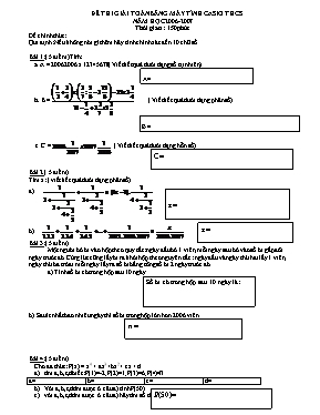 Đề thi giải toán bằng máy tính casio THCS năm học 2006 - 2007