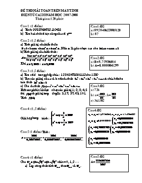 Đề thi giải toán trên máy tính điện tử casio năm học 2007-2008