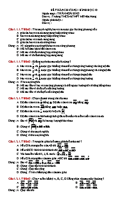 Đề toán chương I - Hình học 10