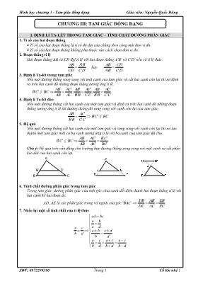Hình học 8 - Chương 3: Tam giác đồng dạng