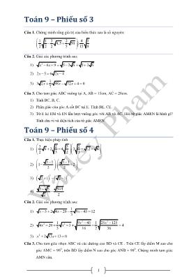 Toán 9 – Phiếu số 3