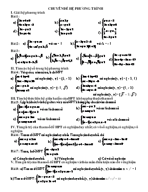 Toán học khối 9 - Chuyên đề Hệ phương trình