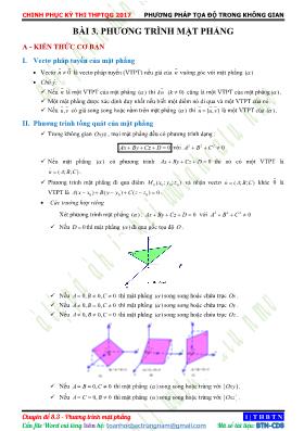 Hinh học 12 - Bài 3: Phương trình mặt phẳng