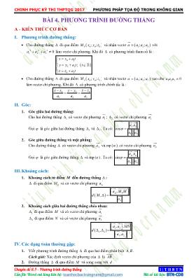 Hình học 12 - Bài 4: Phương trình đường thẳng