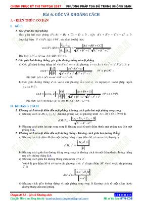 Hình học 12 - Bài 6: Góc và khoảng cách