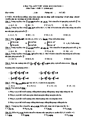 Kiểm tra một tiết hình học chương I môn: Toán – khối 11 (chính quy)