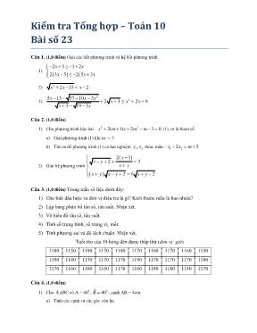 Kiểm tra tổng hợp – Toán 10 - Bài số 23