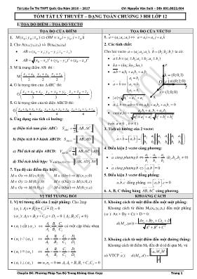 Tóm tắt lý thuyết – Dạng toán chương 3 Hình học lớp 12
