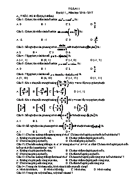 Đề Toán 11 học kỳ I