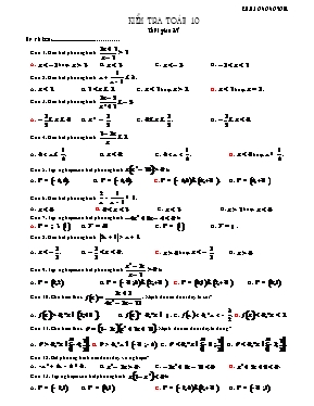 Kiểm tra 1 tiết môn học Toán học khối 10