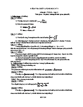 Kiểm tra chất lượng học kỳ I môn thi: Toán – lớp 11