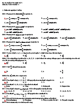 Kiểm tra học kỳ I môn thi: Toán khối 11