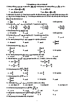 Toán 10 - Trắc nghiệm phương trình - Hệ phương trình và hàm số